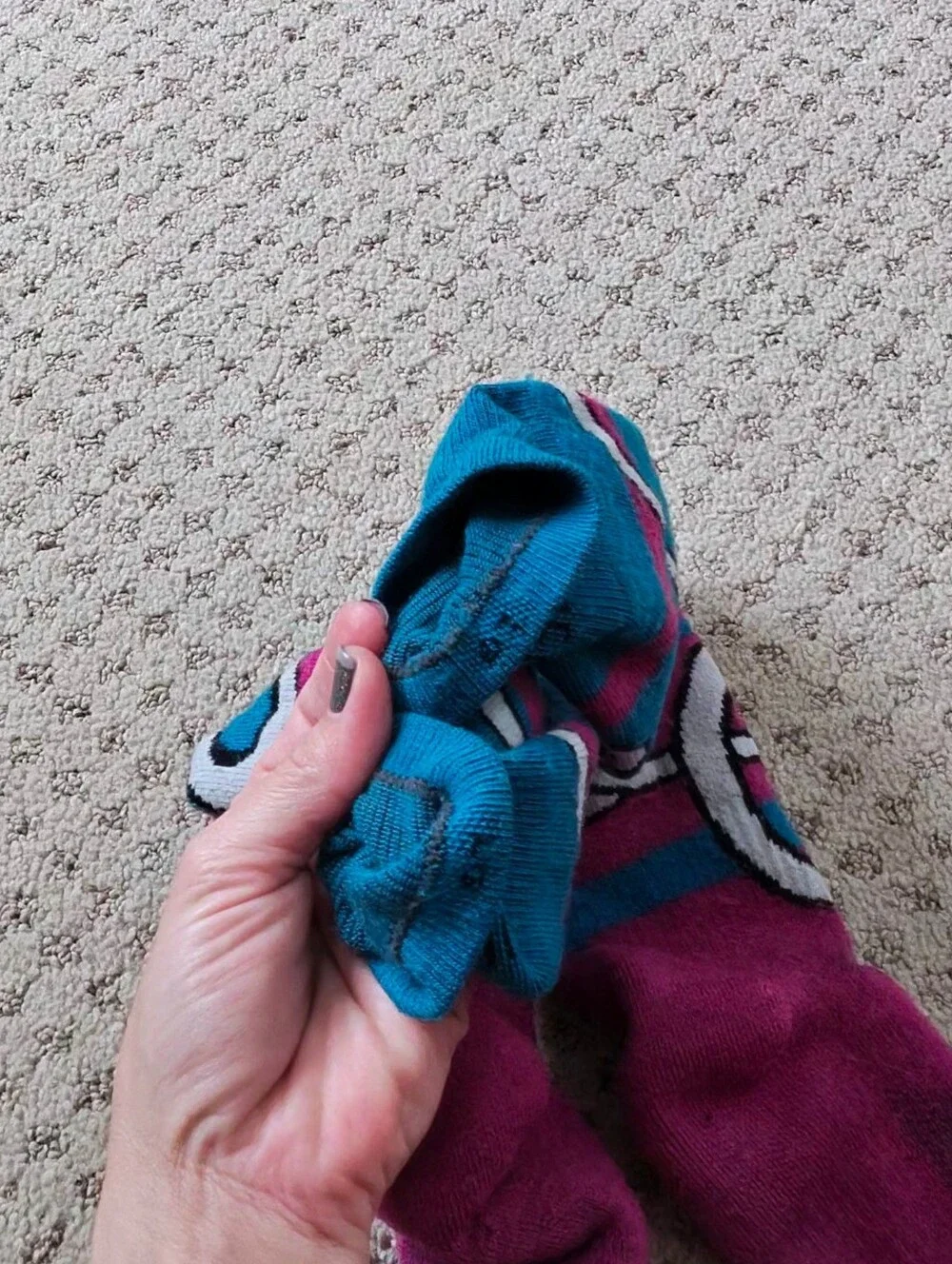 Smartwool Pink and Blue Patterned Over The Calf Socks
